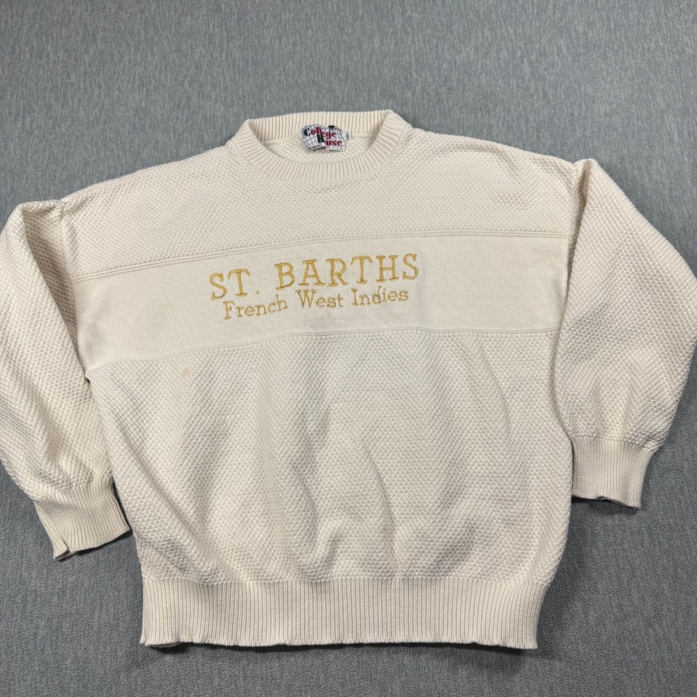 College‎ House Sweater Womens XL Ivory Textured Knit St Barths Pullover Casual